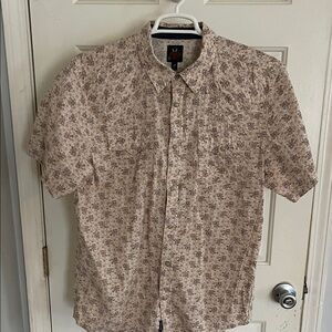 Men's Beige Floral Casual Shirt with Pearl Snaps